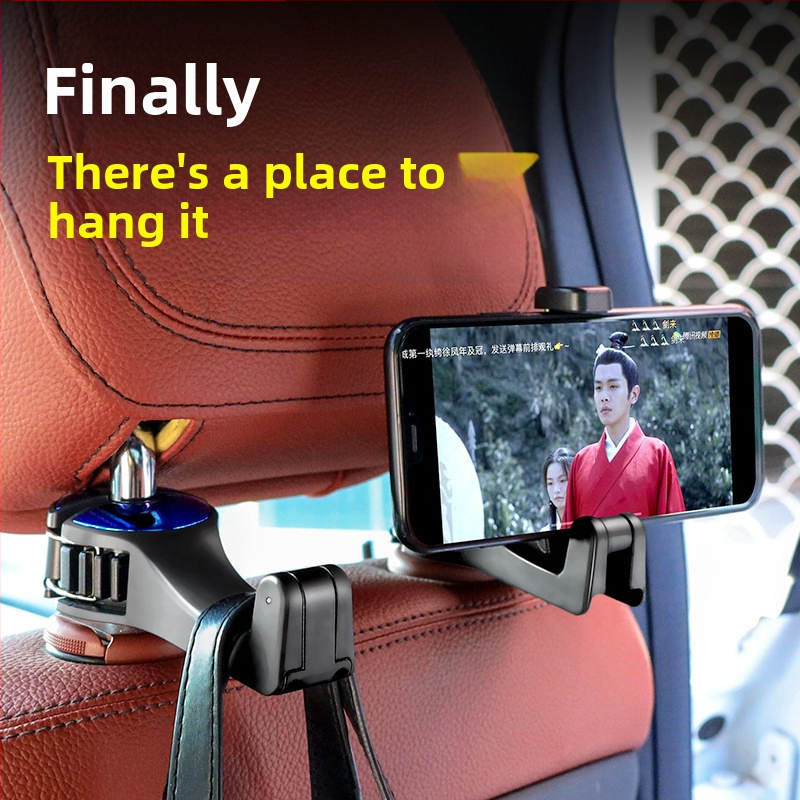 Háčik do auta na zadné sedadlo s držiakom na telefón — ABS (Značka: Shunwei; Model: Car hook; Typ: Hook; Materiál: ABS; Logo tlačené: OK)