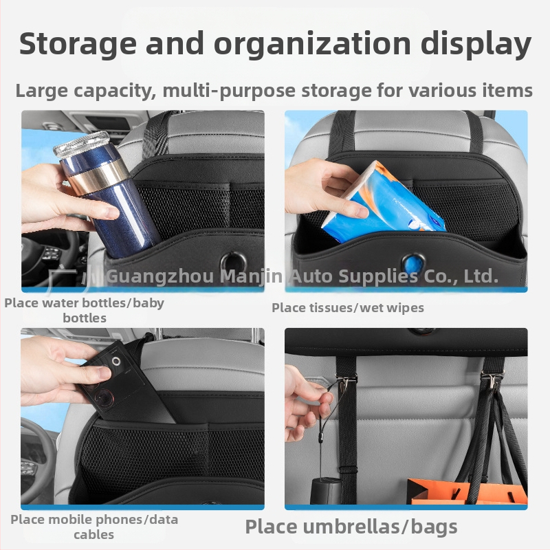 Kožená taška na uloženie na operadle sedadla auta, vodotesná, na zavesenie, univerzálna kompatibilita.