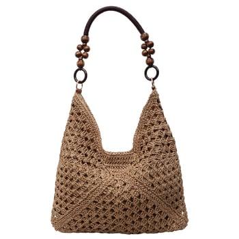 Ženska torba od slame, tote torba, vertikalno kvadratni oblik, magnetska zatvarač, poliester podstava