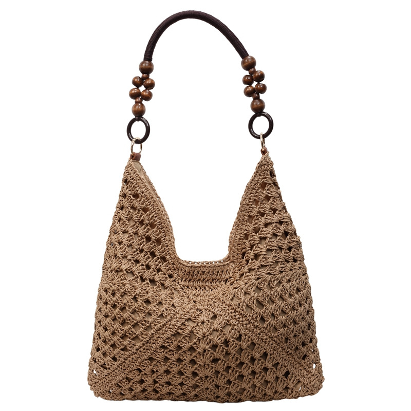 Ženska torba od slame, tote torba, vertikalno kvadratni oblik, magnetska zatvarač, poliester podstava