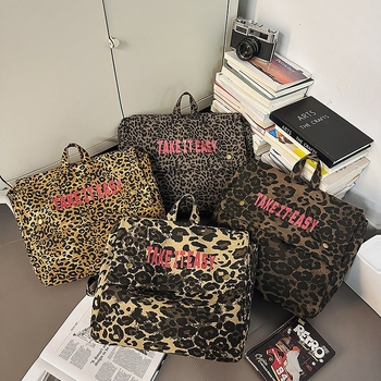 Σακίδιο από ύφασμα Oxford με λεοπάρ σχέδιο, συμβατό με φορητό 11 ιντσών, ιμάντες με αερόσφυξιες, ανθεκτικό, στυλ δρόμου