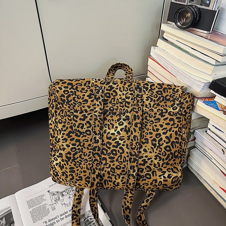 Ruksak od Oxford platna s leopard printom, kompatibilan s 11-inčnim prijenosnikom, naramenice s zračnim jastučićem, otporan na habanje, urbani stil