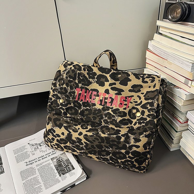 Ruksak od Oxford platna s leopard printom, kompatibilan s 11-inčnim prijenosnikom, naramenice s zračnim jastučićem, otporan na habanje, urbani stil