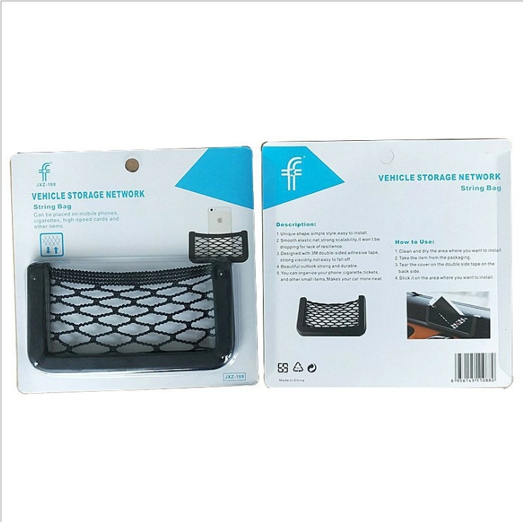 Unutarnja džep za pohranu u automobilu s mrežicom, ljepilo fiksirano, univerzalni elastični dizajn, ABS plastika