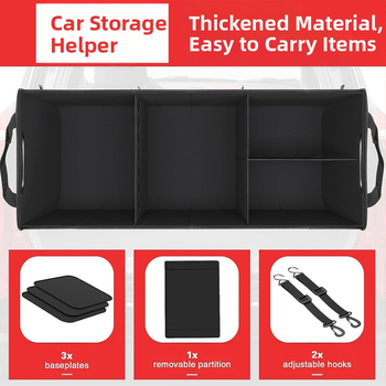 Poliesterio automobilio bagažinės laikymo dėžė, sulankstoma su rankena, logotipo spausdinimas