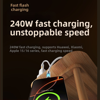 Ароматерапевтичен автомобилен USB-C кабел за данни, силиконов корпус, едно гнездо, 240W бързо зареждане