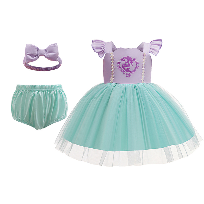 Σετ για μωρά: ολόσωμο και ρόμπερ - 95% βαμβάκι, κοντά μανίκια, κουμπώνει πάνω από το κεφάλι, για βρέφη και νήπια 1–3 ετών, στυλ πριγκίπισσα