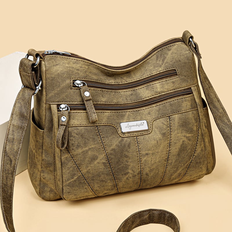 PU torba preko ramena, vertikalni kvadratni oblik, zatvaranje zipom, poliester podstava, unutarnja džep sa zatvaračem