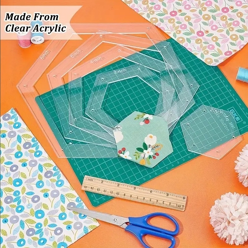 5-частков комплект шестостенни шаблони за квилтове, акрилна линейка за патчворк, модел 1, марка Xingtai