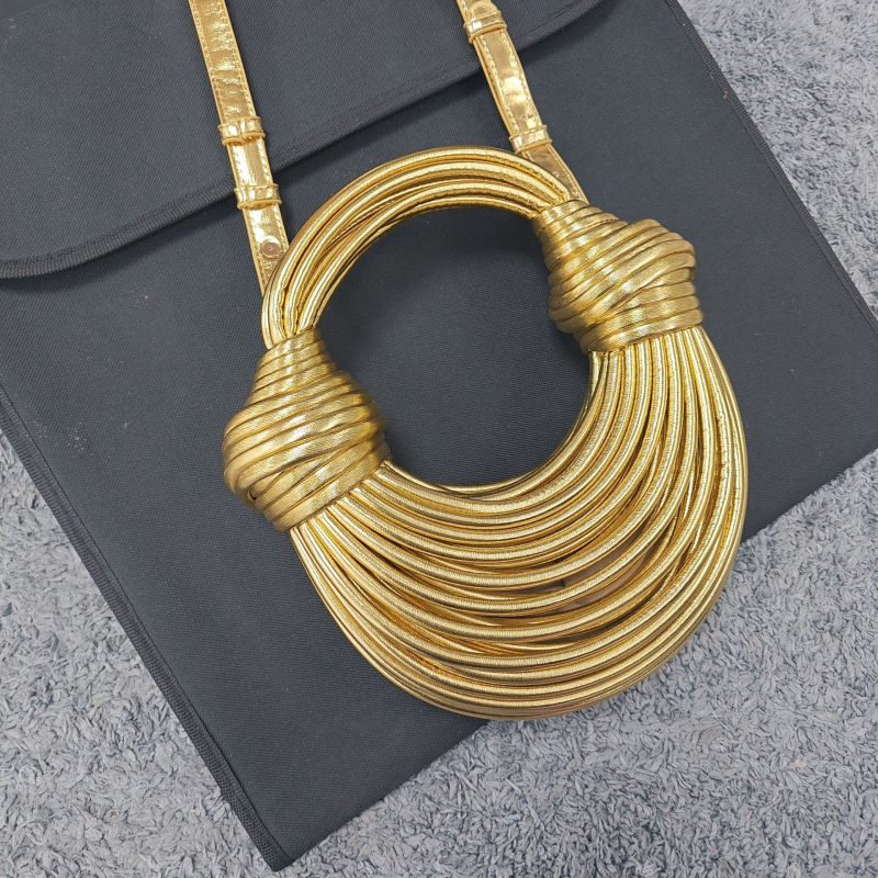 PU pletena torba – okruglog oblika, 3D vanjski dio, zatvarač, podstava od poliestera