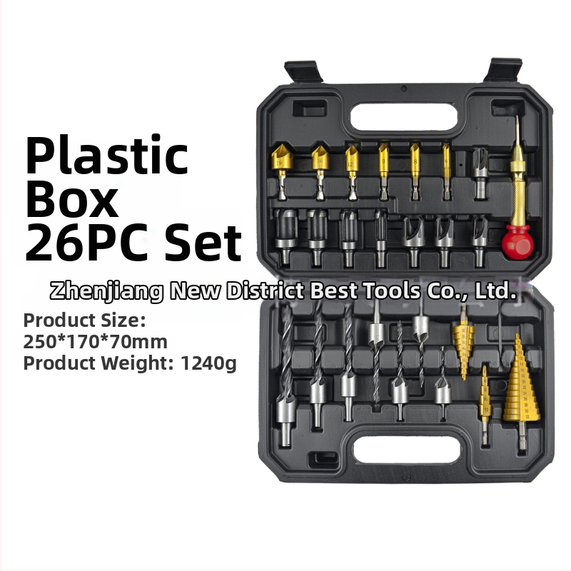 26-частен комплект битове за дървообработване: фаскиращи битове, центриращ удар и пагода битове