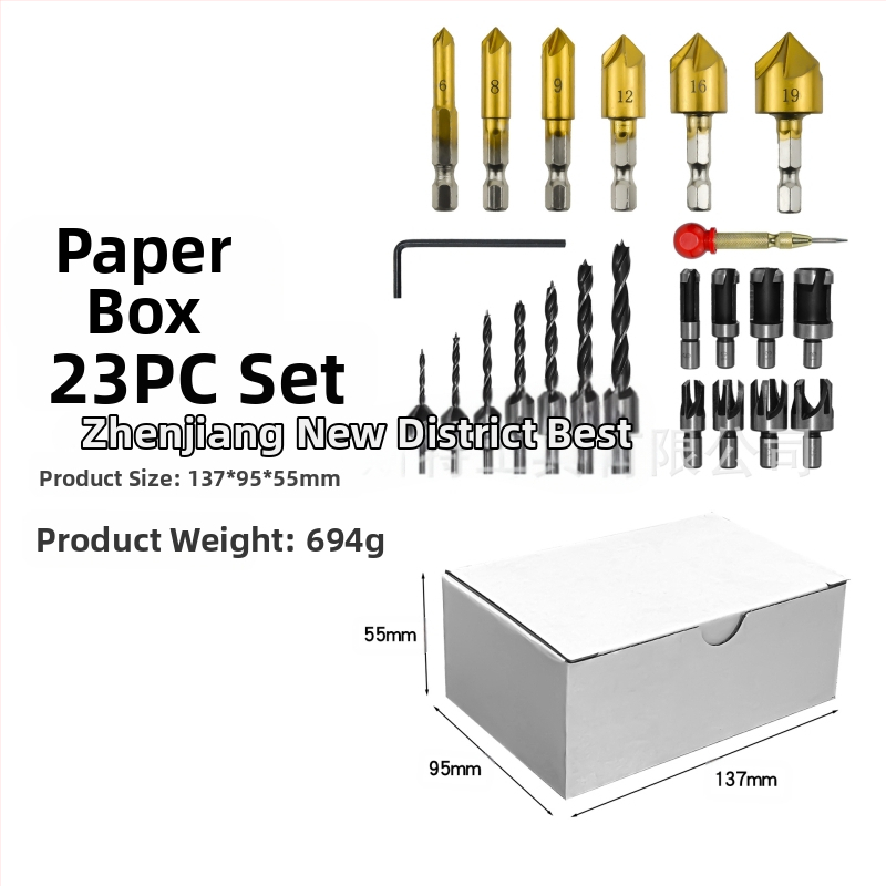 26-частен комплект битове за дървообработване: фаскиращи битове, центриращ удар и пагода битове