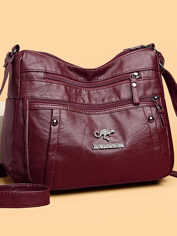 Torba preko ramena od PU s mekanom teksturom kože, gradski minimalistički stil, trodimenzionalni vanjski dizajn, vodoravni kvadratni oblik, zatvarač