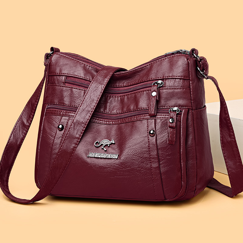 Torba preko ramena od PU s mekanom teksturom kože, gradski minimalistički stil, trodimenzionalni vanjski dizajn, vodoravni kvadratni oblik, zatvarač