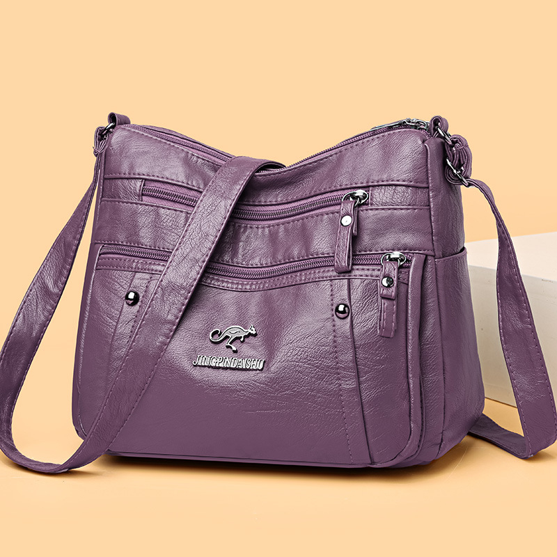 Torba preko ramena od PU s mekanom teksturom kože, gradski minimalistički stil, trodimenzionalni vanjski dizajn, vodoravni kvadratni oblik, zatvarač