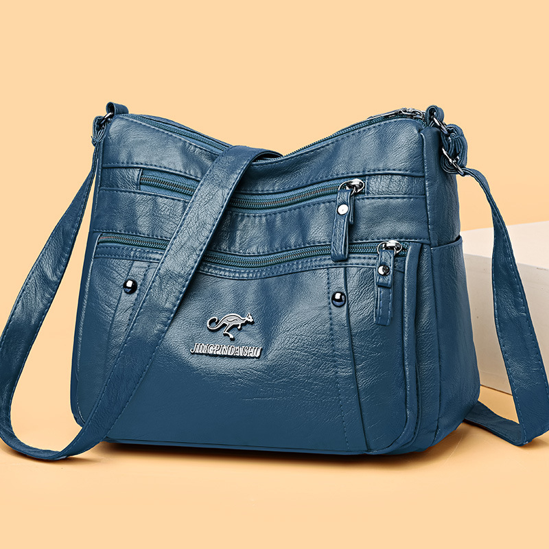 Torba preko ramena od PU s mekanom teksturom kože, gradski minimalistički stil, trodimenzionalni vanjski dizajn, vodoravni kvadratni oblik, zatvarač