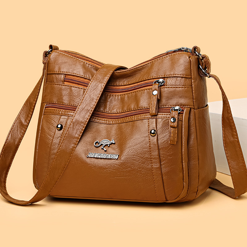 Torba preko ramena od PU s mekanom teksturom kože, gradski minimalistički stil, trodimenzionalni vanjski dizajn, vodoravni kvadratni oblik, zatvarač