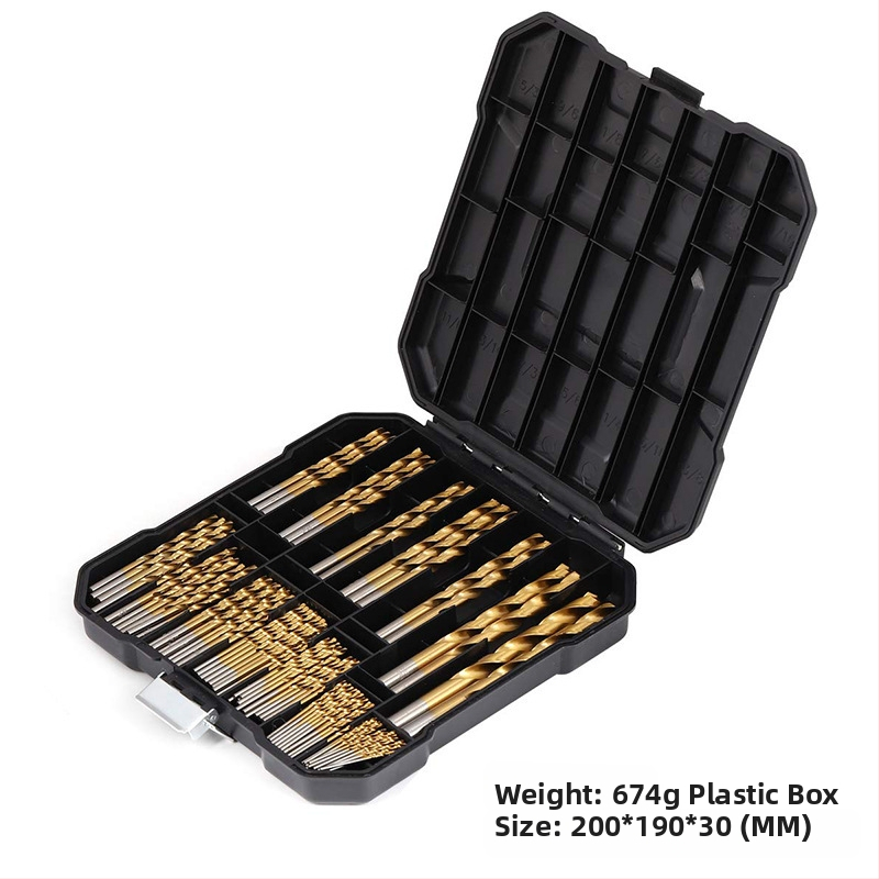 Set 99 kusov vrtákov so spirálnym tvarom s titanovým povlakom pre stolárstvo, s rovnou rukoväťou