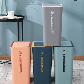 Plastična pravokutna kanta za smeće s poklopcem, pritisni mehanizam otvaranja, zapremina 10 L, za kućnu upotrebu