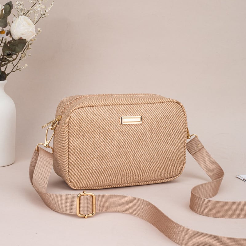 Ženska torbica preko ramena za slobodno vrijeme - PU koža, horizontalni kvadratni oblik, zatvaranje na zip, unutarnja džep za mobitel