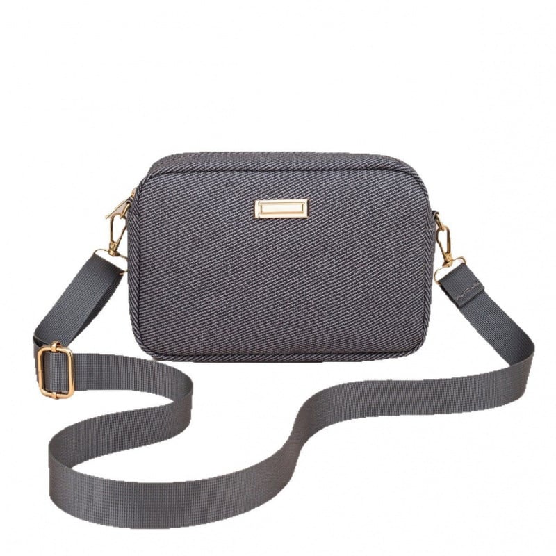 Ženska torbica preko ramena za slobodno vrijeme - PU koža, horizontalni kvadratni oblik, zatvaranje na zip, unutarnja džep za mobitel