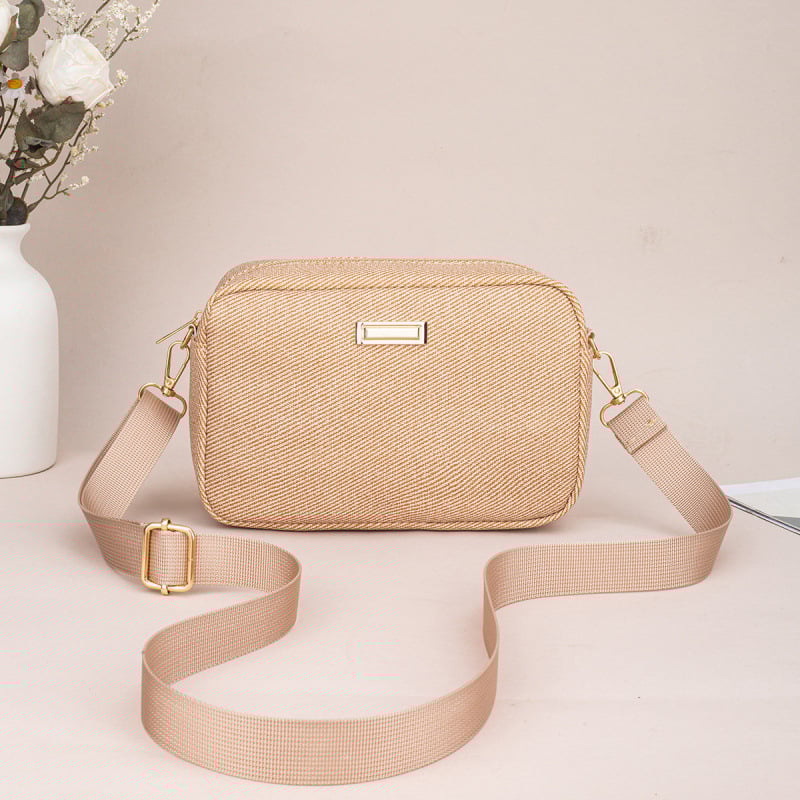 Ženska torbica preko ramena za slobodno vrijeme - PU koža, horizontalni kvadratni oblik, zatvaranje na zip, unutarnja džep za mobitel