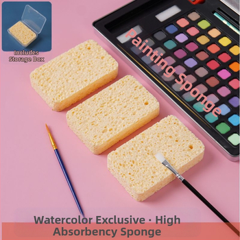 Σφουγγάρι ζωγραφικής για γουάς και υδατοχρώματα – απορροφητικό σφουγγάρι με θήκη αποθήκευσης, υλικό: βαμβάκι από ινώδη ξύλο