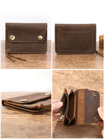 Πορτοφόλι κέρματων από γνήσιο δέρμα, πρώτο στρώμα βοοειδών δέρματος, μονόχρωμο σχέδιο, unisex, επένδυση πολυεστέρα