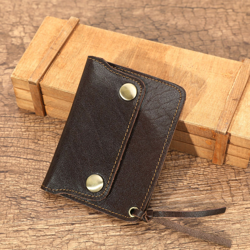 Novčanik za kovanice od prave kože, prvi sloj teleće kože, jednobojni dizajn, unisex, podstava od poliestera