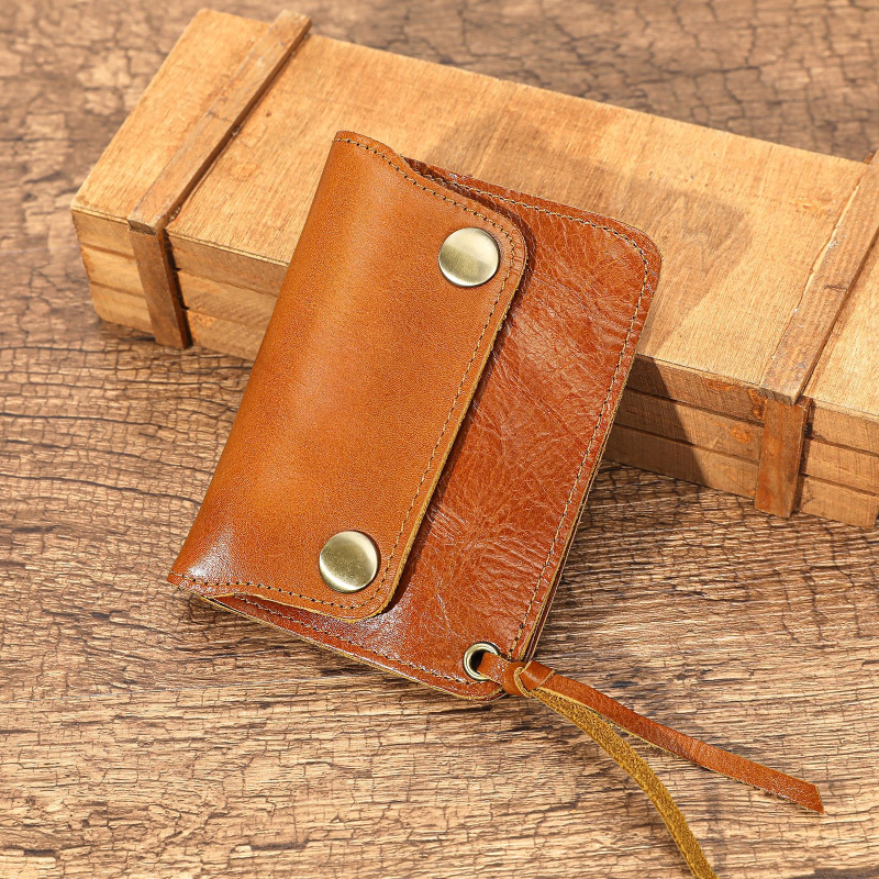 Novčanik za kovanice od prave kože, prvi sloj teleće kože, jednobojni dizajn, unisex, podstava od poliestera