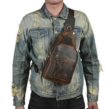 Férfi mellkasi táska valódi bőrből, 2024 tavasz, mindennapi használatra