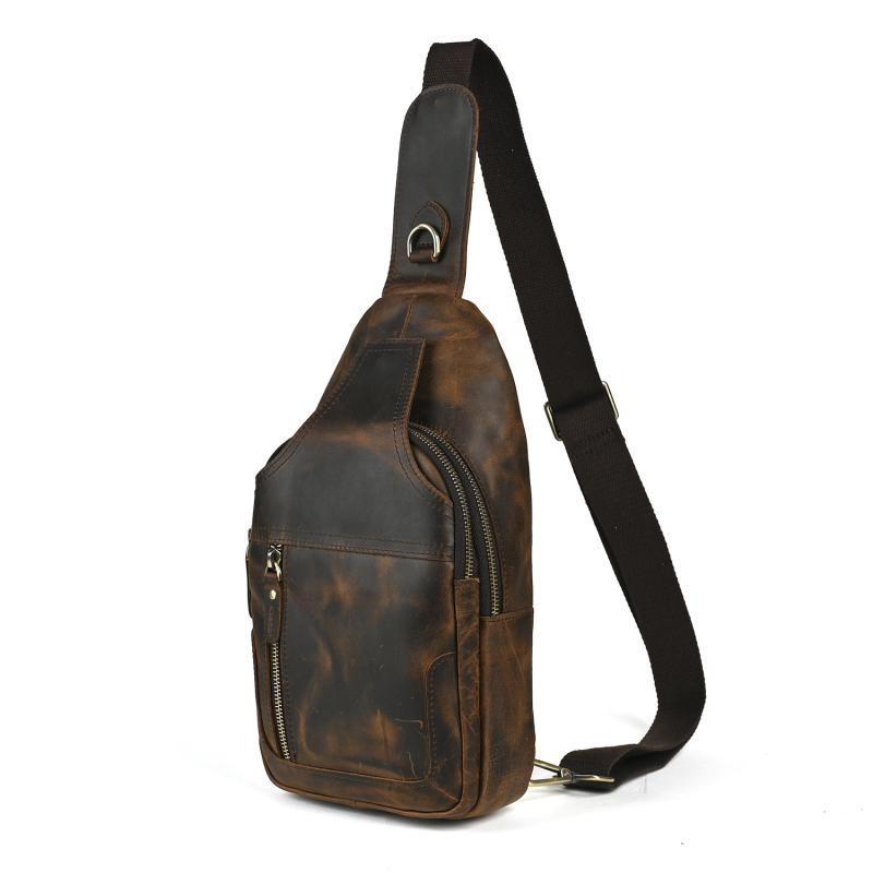 Férfi mellkasi táska valódi bőrből, 2024 tavasz, mindennapi használatra