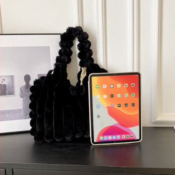 Plyšová dámska Tote taška s magnetickým zapínaním, vrecko na telefón, vertikálny štvorcový tvar