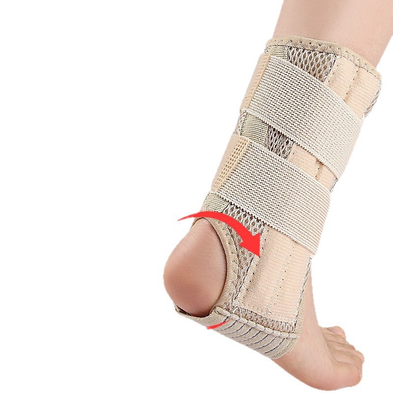 Sportos boka támasz Velcro pánttal és elasztikus lábvédővel — bokavédő badmintonhoz; anyagok: poliészter, hab, alumínium lemez, rugócsík