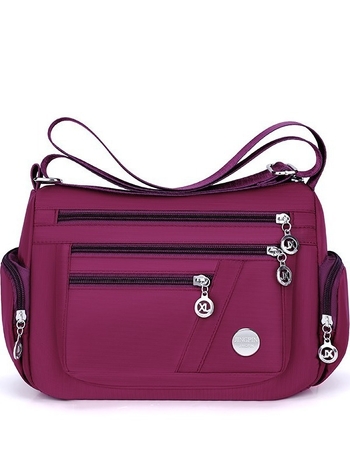 Nailon torbica za rameni s više pretinaca, mali kvadratni dizajn, horizontalni kvadratni oblik, zatvaranje na zip, unutarnje džepove za telefon, identifikaciju i kameru