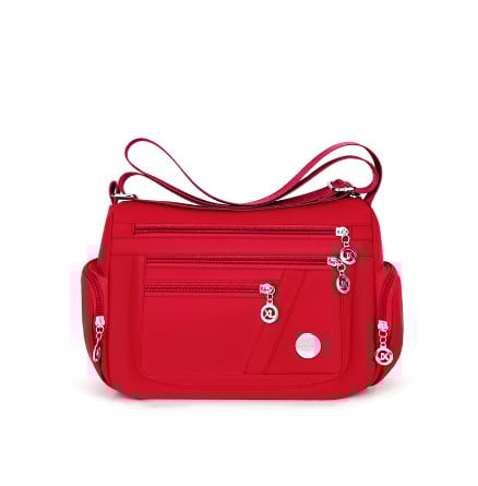 Nailon torbica za rameni s više pretinaca, mali kvadratni dizajn, horizontalni kvadratni oblik, zatvaranje na zip, unutarnje džepove za telefon, identifikaciju i kameru