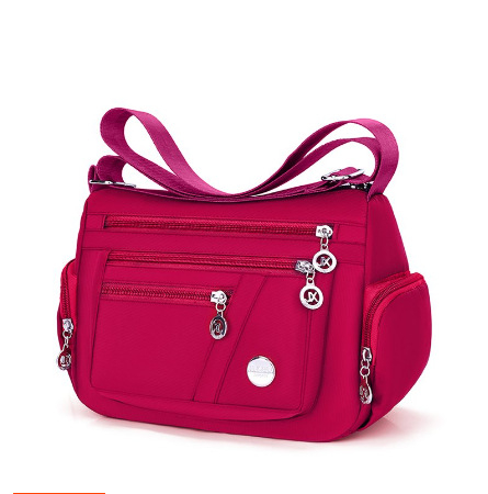 Nailon torbica za rameni s više pretinaca, mali kvadratni dizajn, horizontalni kvadratni oblik, zatvaranje na zip, unutarnje džepove za telefon, identifikaciju i kameru