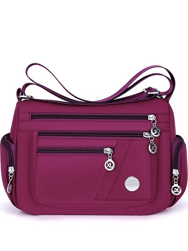 Nailon torbica za rameni s više pretinaca, mali kvadratni dizajn, horizontalni kvadratni oblik, zatvaranje na zip, unutarnje džepove za telefon, identifikaciju i kameru