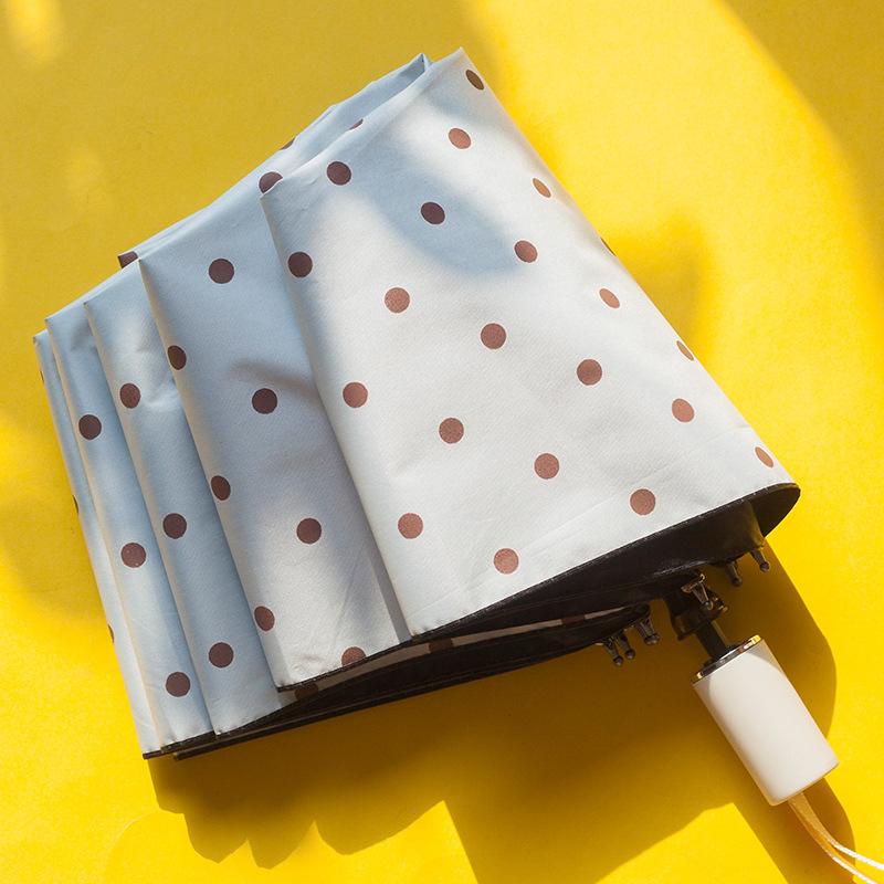 Umbrelă de soare retro cu model polka japonez, 8 nervuri din fier, deschidere semiautomatică, mâner din plastic