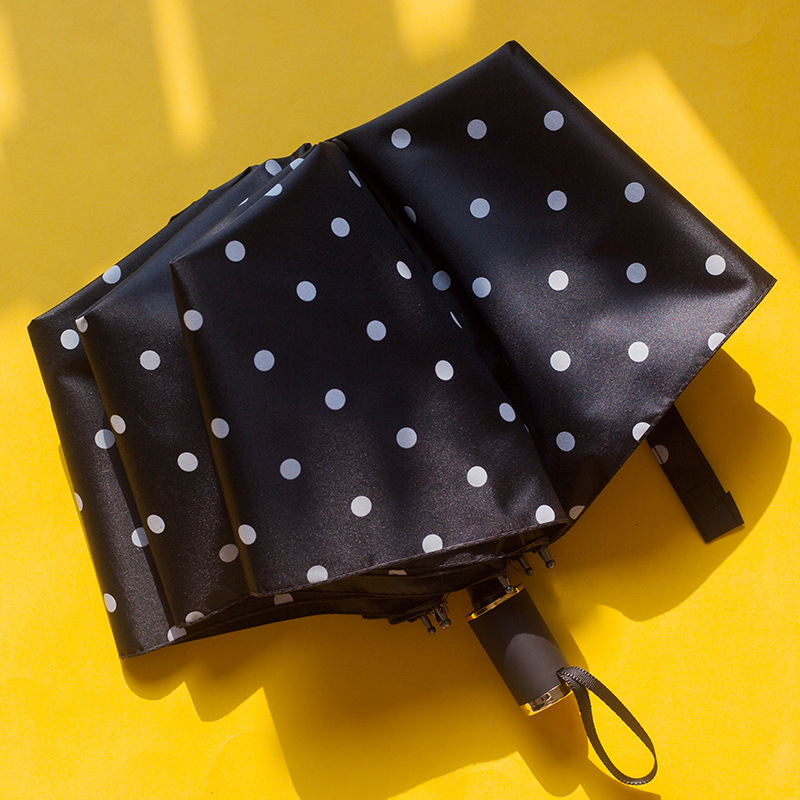 Umbrelă de soare retro cu model polka japonez, 8 nervuri din fier, deschidere semiautomatică, mâner din plastic