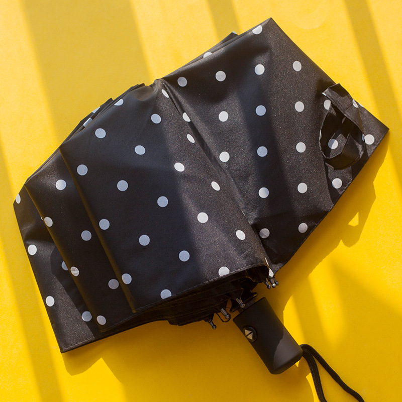 Umbrelă de soare retro cu model polka japonez, 8 nervuri din fier, deschidere semiautomatică, mâner din plastic
