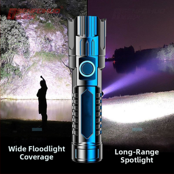 Φακός LED USB επαναφορτιζόμενος με ABS περίβλημα (800 mAh, 5 W, εμβέλεια έως 200 m)