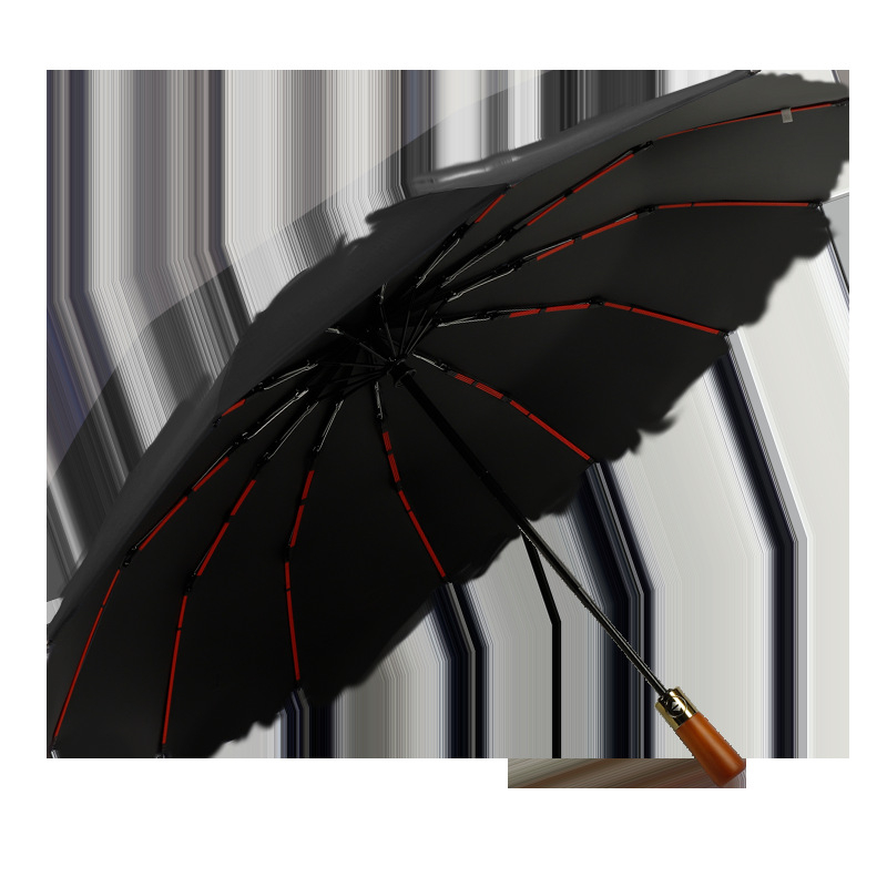 Umbrelă automată cu mâner din lemn, 12 spițe, rezistentă la vânt, protecție UV UPF 40+, imprimare logo disponibil