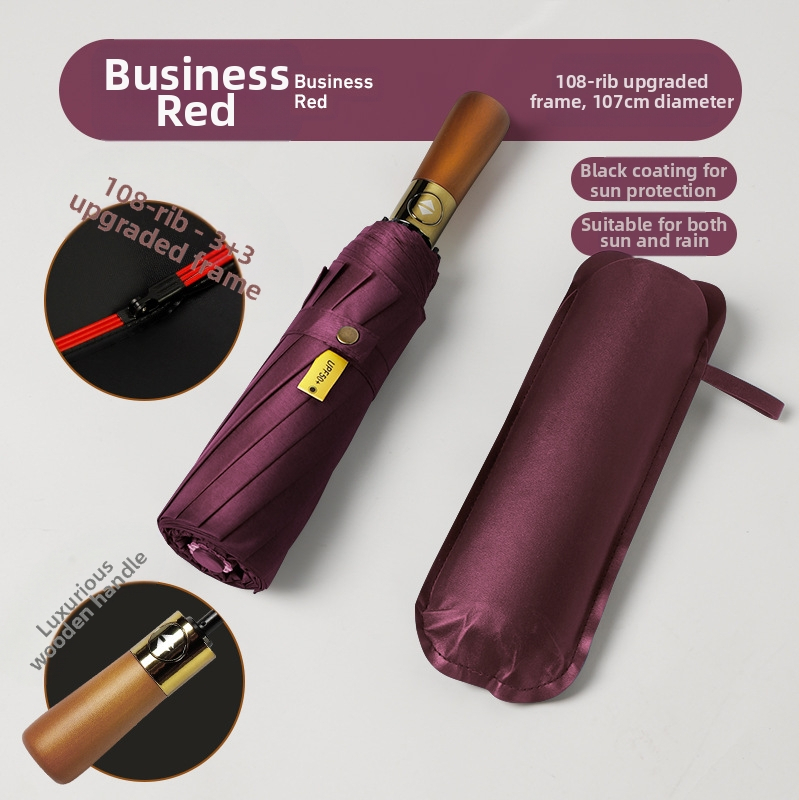 Umbrelă automată cu mâner din lemn, 12 spițe, rezistentă la vânt, protecție UV UPF 40+, imprimare logo disponibil