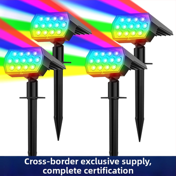 Napelemes gyeplámpa kültéri IP65 vízálló, 2W fényforrás, CE tanúsítvány, geometriai/absztrakt stílus, 6-12 órás folyamatos világítás