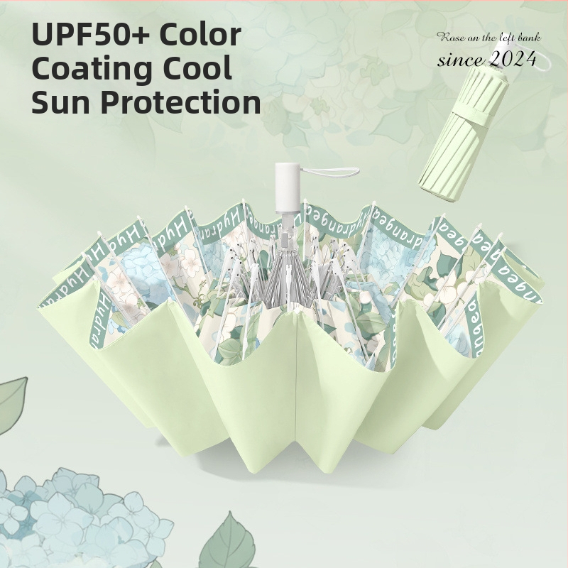 Женски сгъваем чадър с 16 ребра, за слънце и дъжд, UV защита