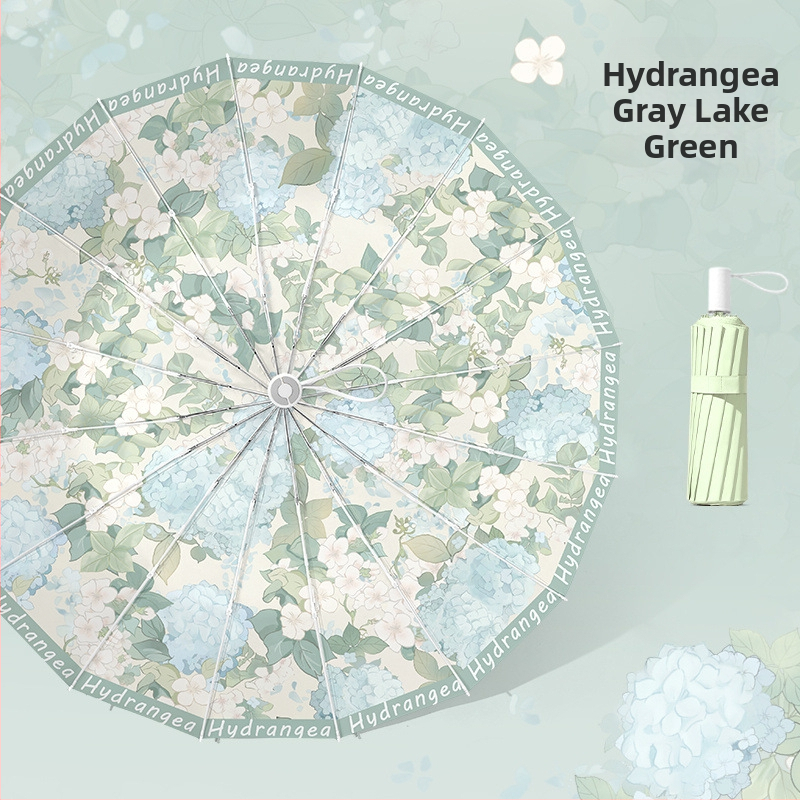 Umbrelă pliantă pentru femei, 16 brațe, pentru soare și ploaie, protecție UV