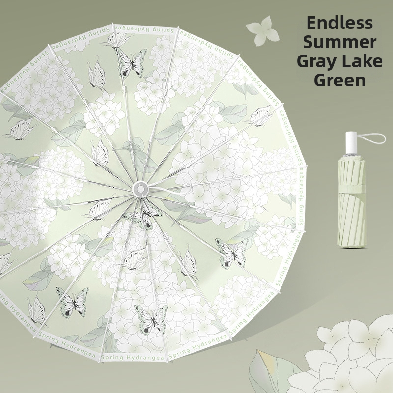 Umbrelă pliantă pentru femei, 16 brațe, pentru soare și ploaie, protecție UV
