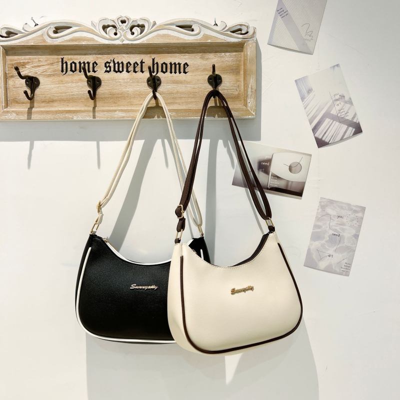 Geantă de umăr din PVC pentru doamne, formă orizontală pătrată, închidere cu fermoar, căptușeală din poliester, buzunare interne pentru telefon și ID