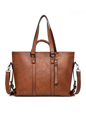 PU tote torba za žene - horizontalni kvadratni oblik, zatvarač, poliester podstava, unutarnji džep za telefon